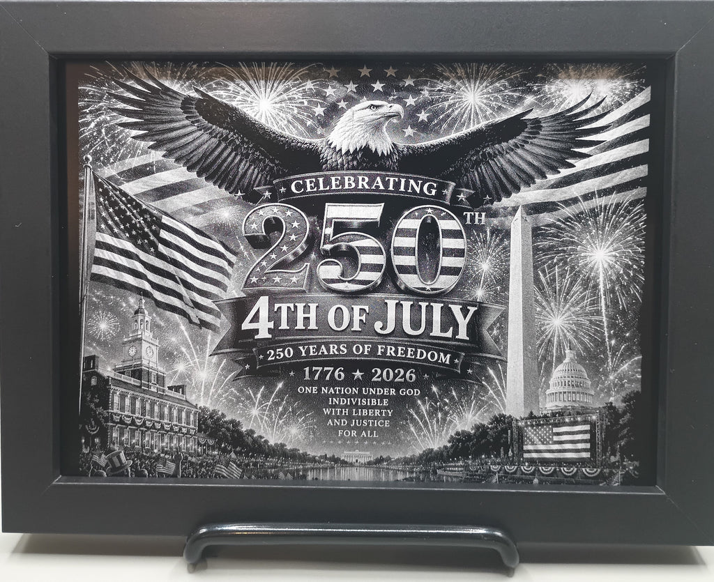 Laser Engraved Aluminum - 250th America Birthday (Set of 4, 5 x 7)