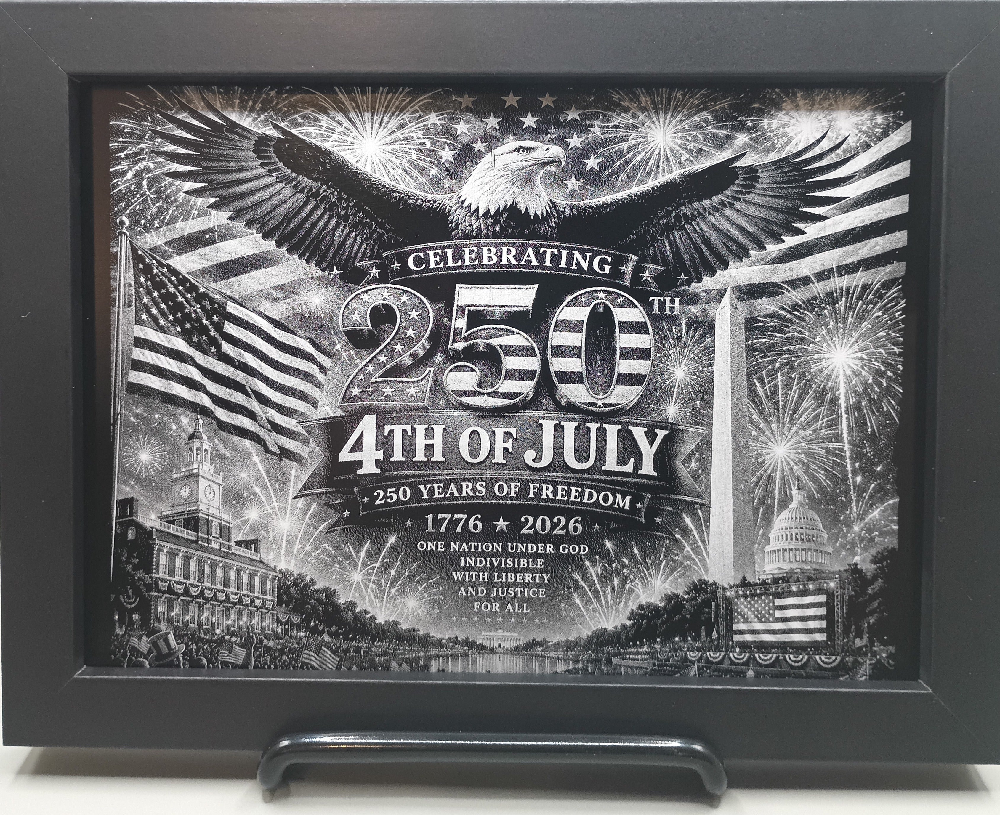 Laser Engraved Aluminum - 250th America Birthday (Set of 4, 5 x 7)