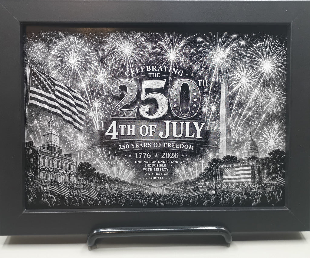 Laser Engraved Aluminum - 250th America Birthday (Set of 4, 5 x 7)