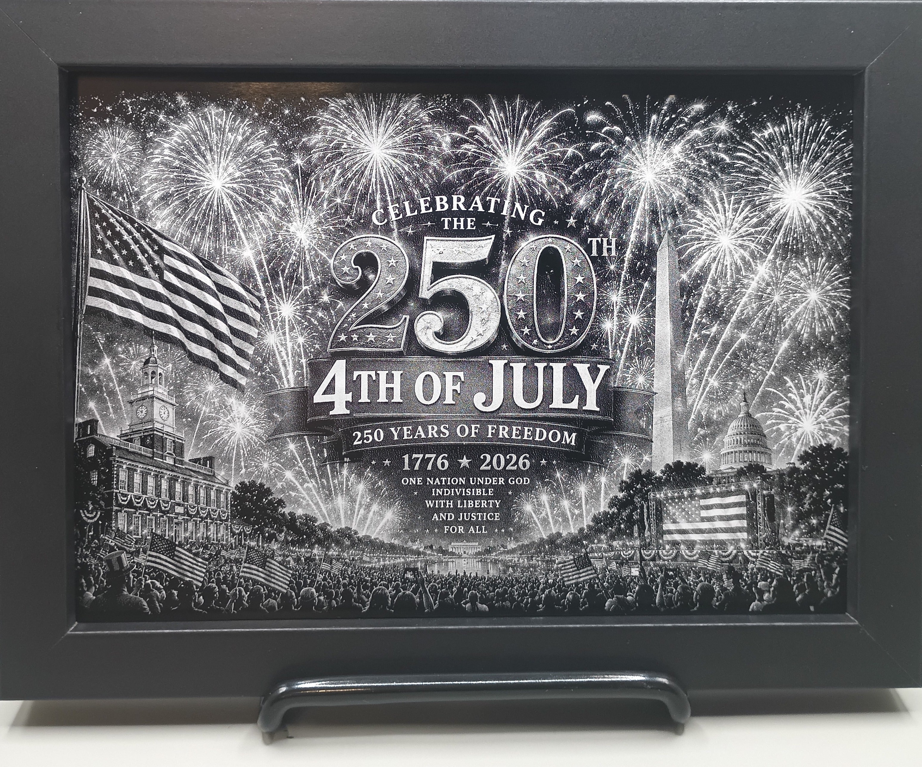 Laser Engraved Aluminum - 250th America Birthday (Set of 4, 5 x 7)