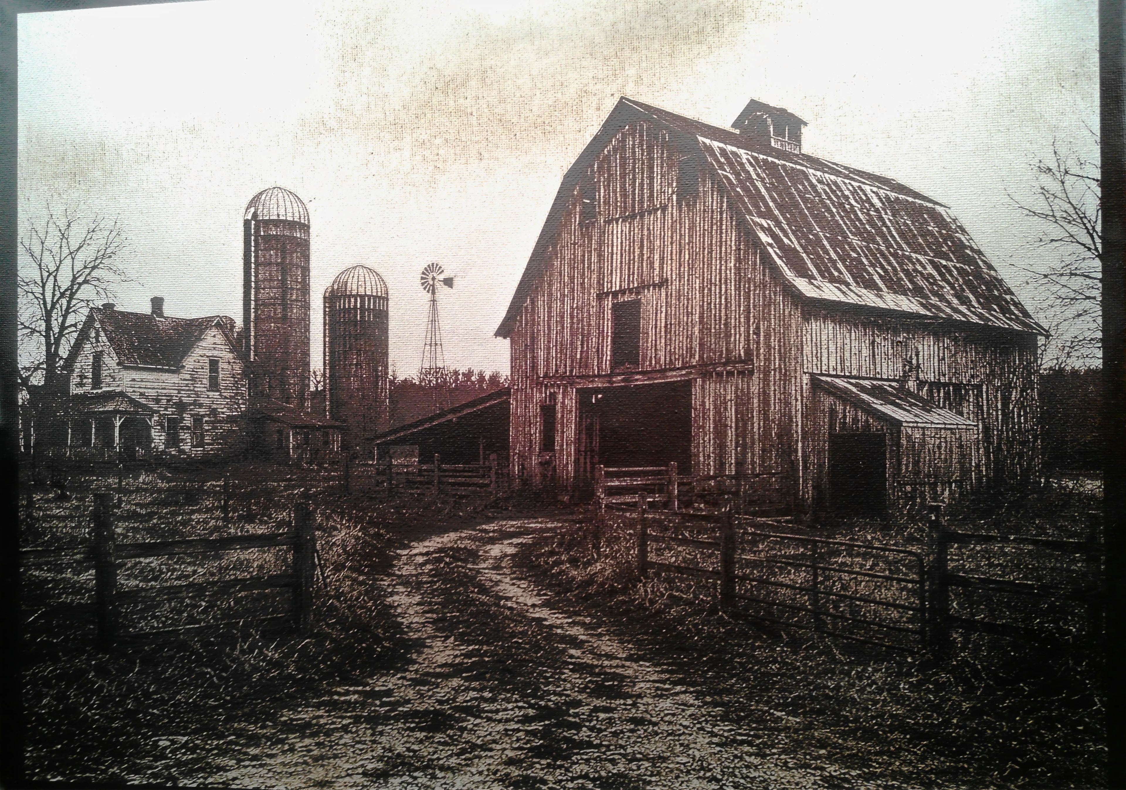 Laser Engraved Colored Canvas - Large Farm Setting (12 x 16)