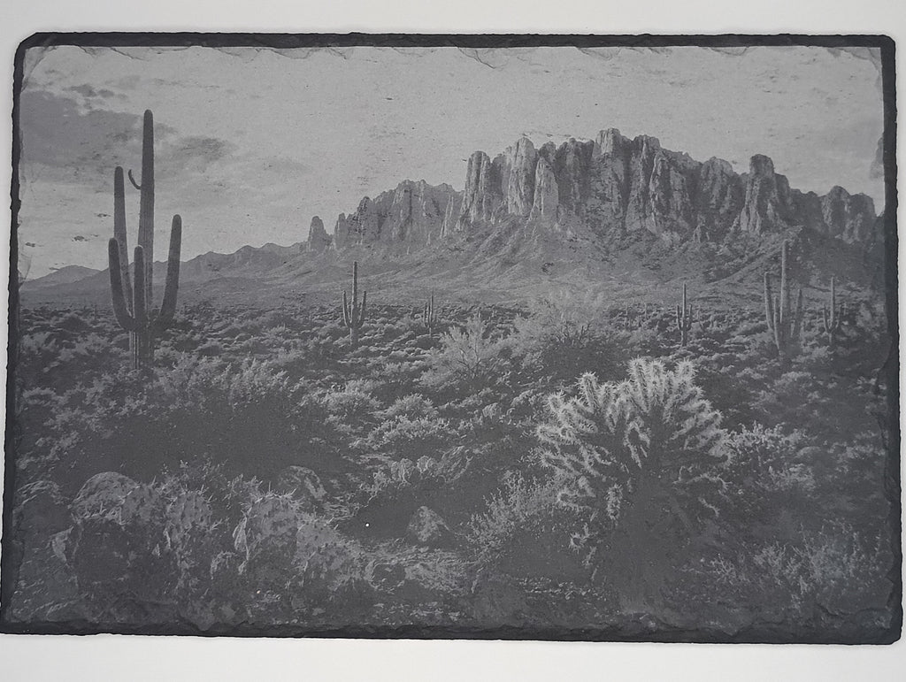 6 x 9 Laser Engraved Slate Stone - Desert Landscape