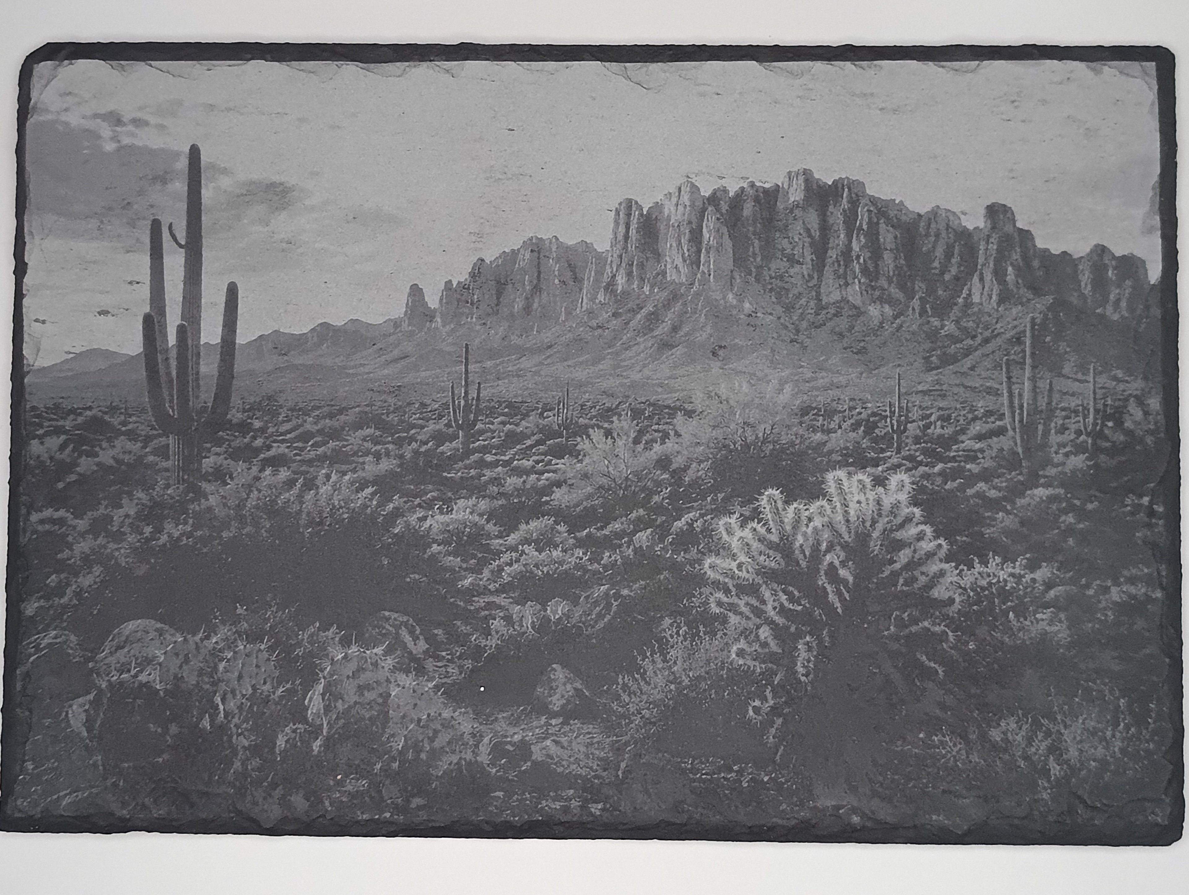 6 x 9 Laser Engraved Slate Stone - Desert Landscape