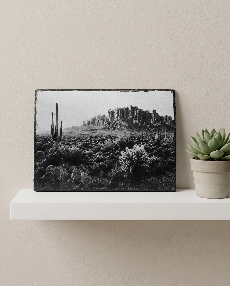 Laser Engraved Slate - Desert Landscape (8 x 12)