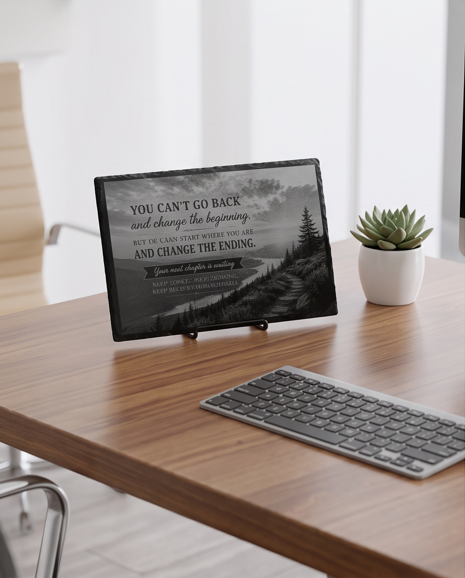 Laser Engraved Slate - Inspirational "You can't go back" (8 x 12)