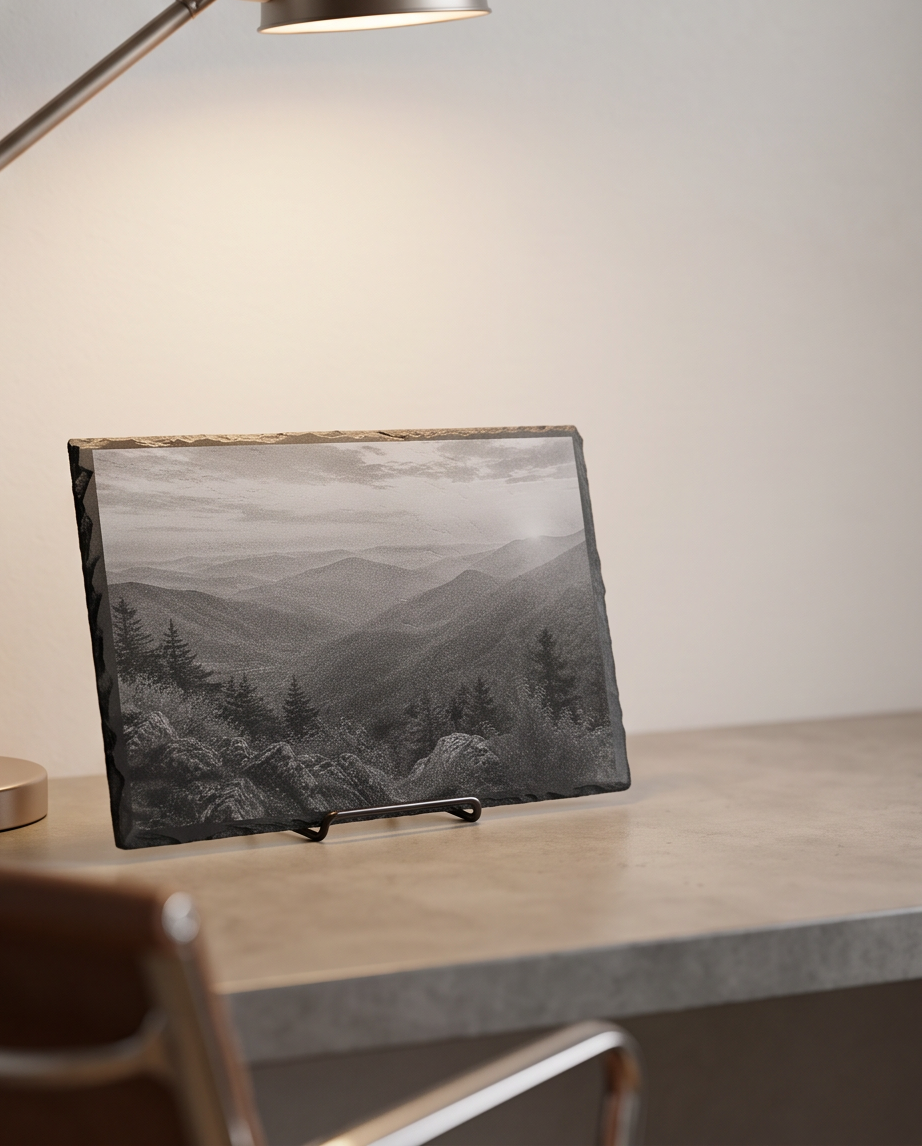 Laser Engraved Slate - Mountain Scene (8 x 12)