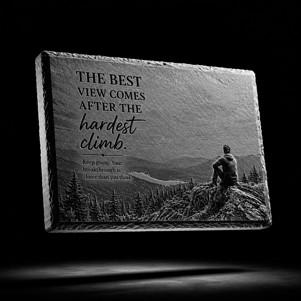 Laser Engraved Slate - Inspirational "The best view" (8 x 12)