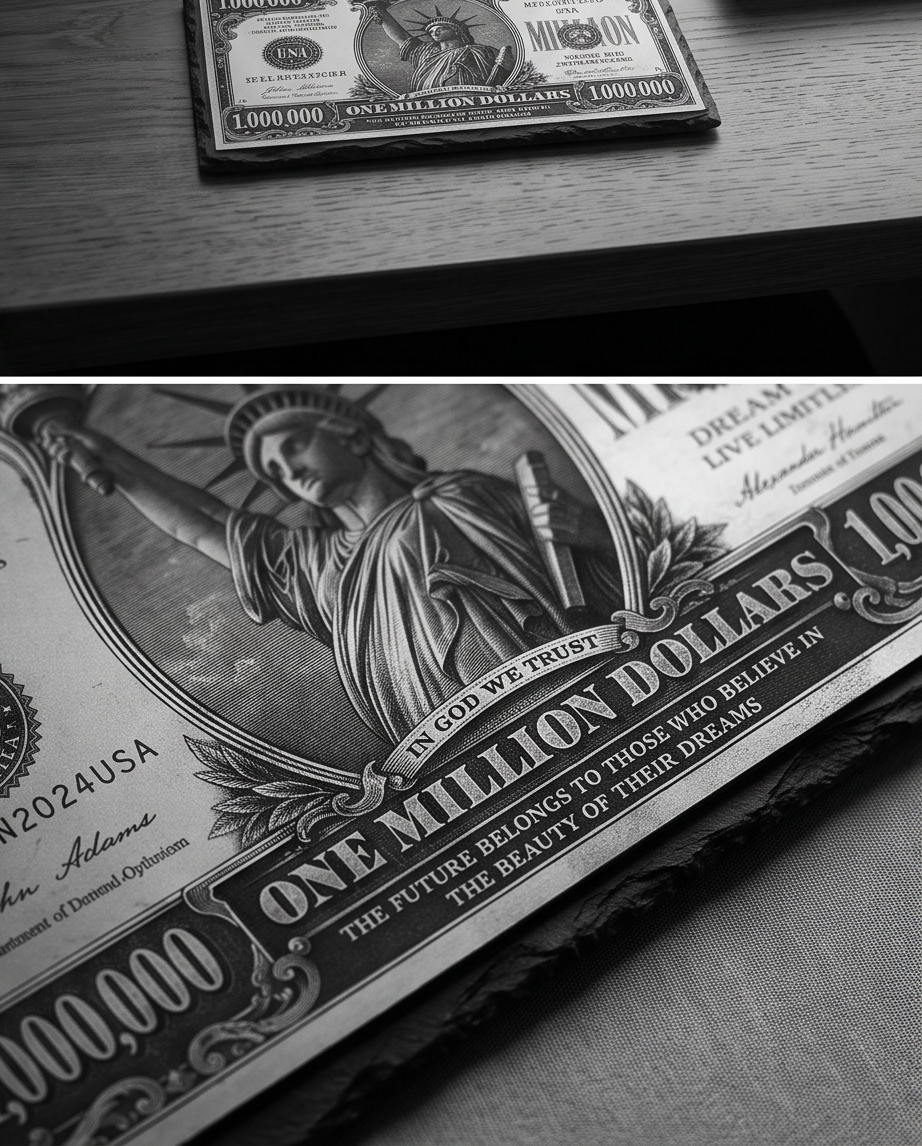 Laser Engraved Slate - Million Dollar Bill