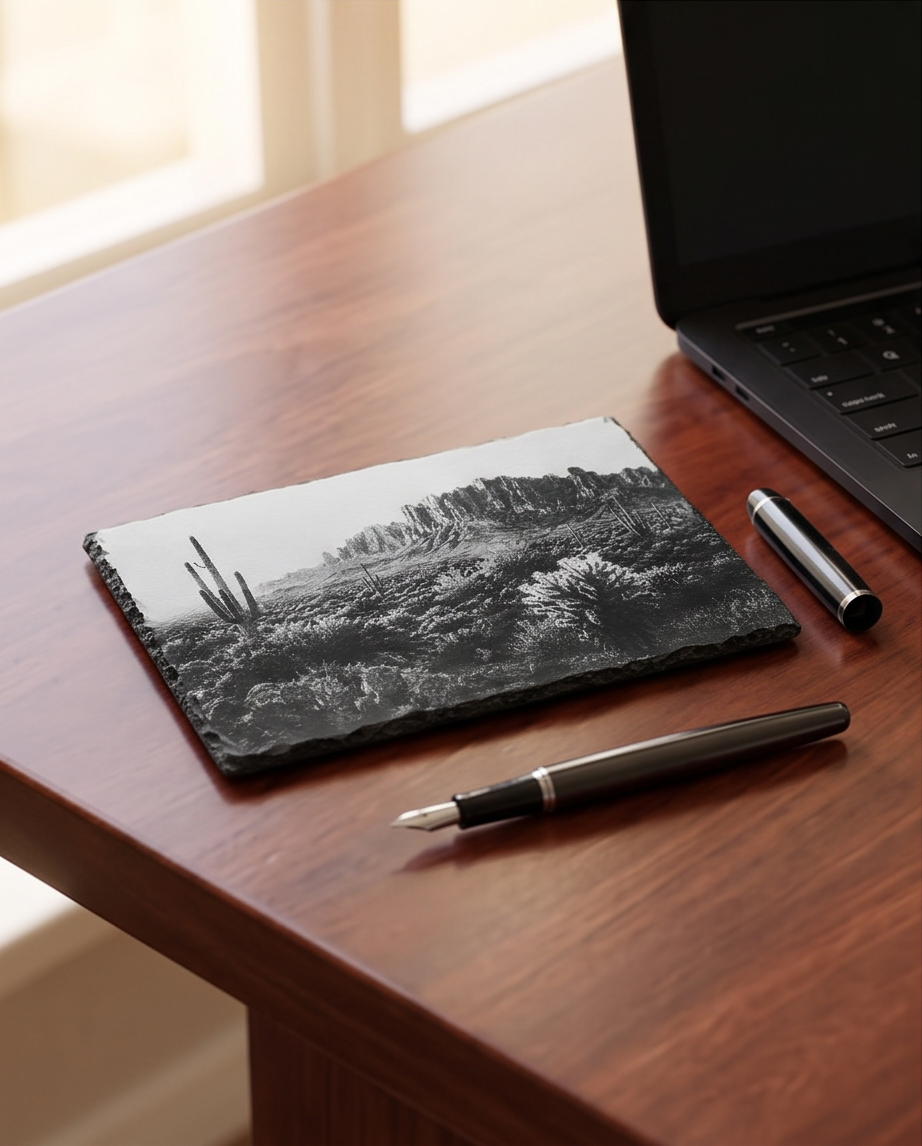 Laser Engraved Slate - Desert Landscape (8 x 12)