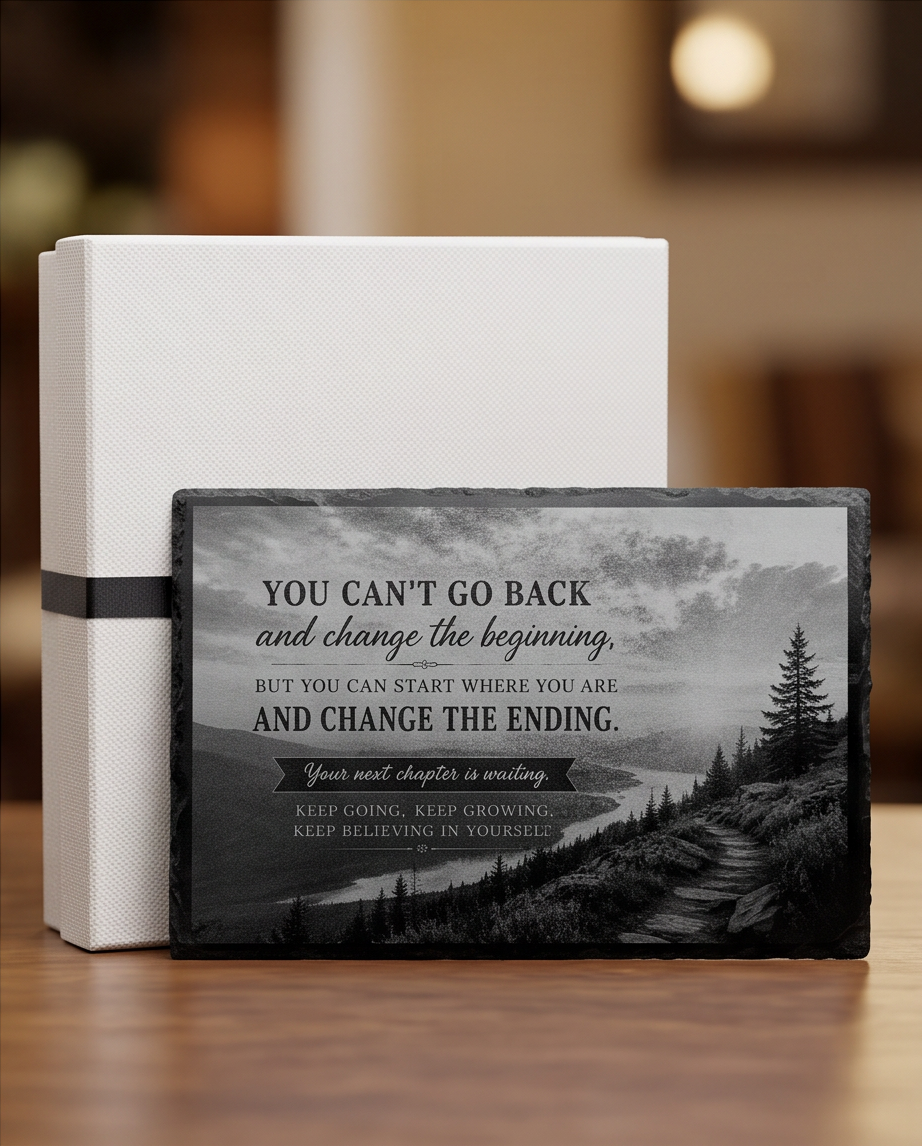 Laser Engraved Slate - Inspirational "You can't go back" (8 x 12)