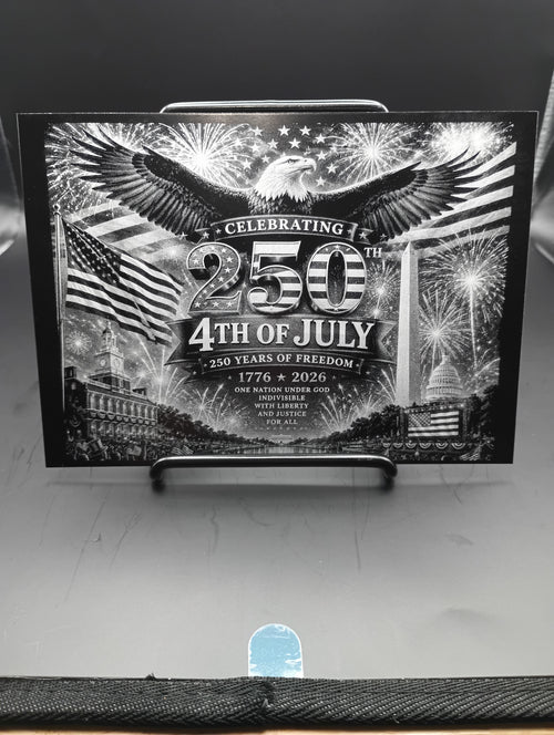 5 x 7 Framed Laser Engraved Aluminum Picture - 4th of July 250th Celebration, American Eagle
