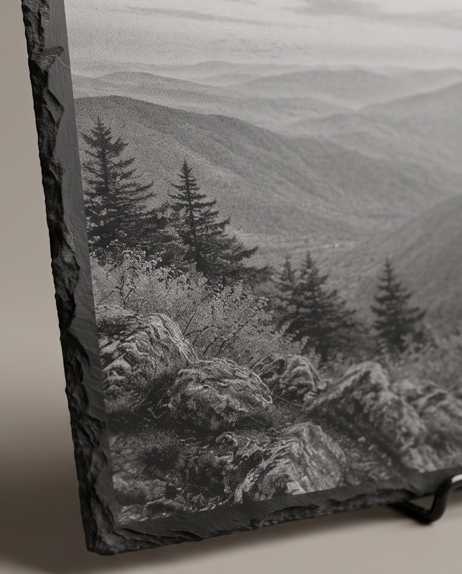 Laser Engraved Slate - Mountain Scene (8 x 12)