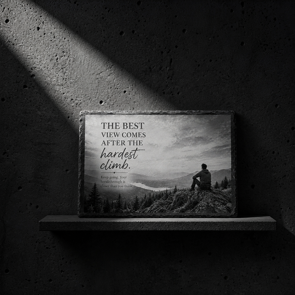 Laser Engraved Slate - Inspirational "The best view" (8 x 12)