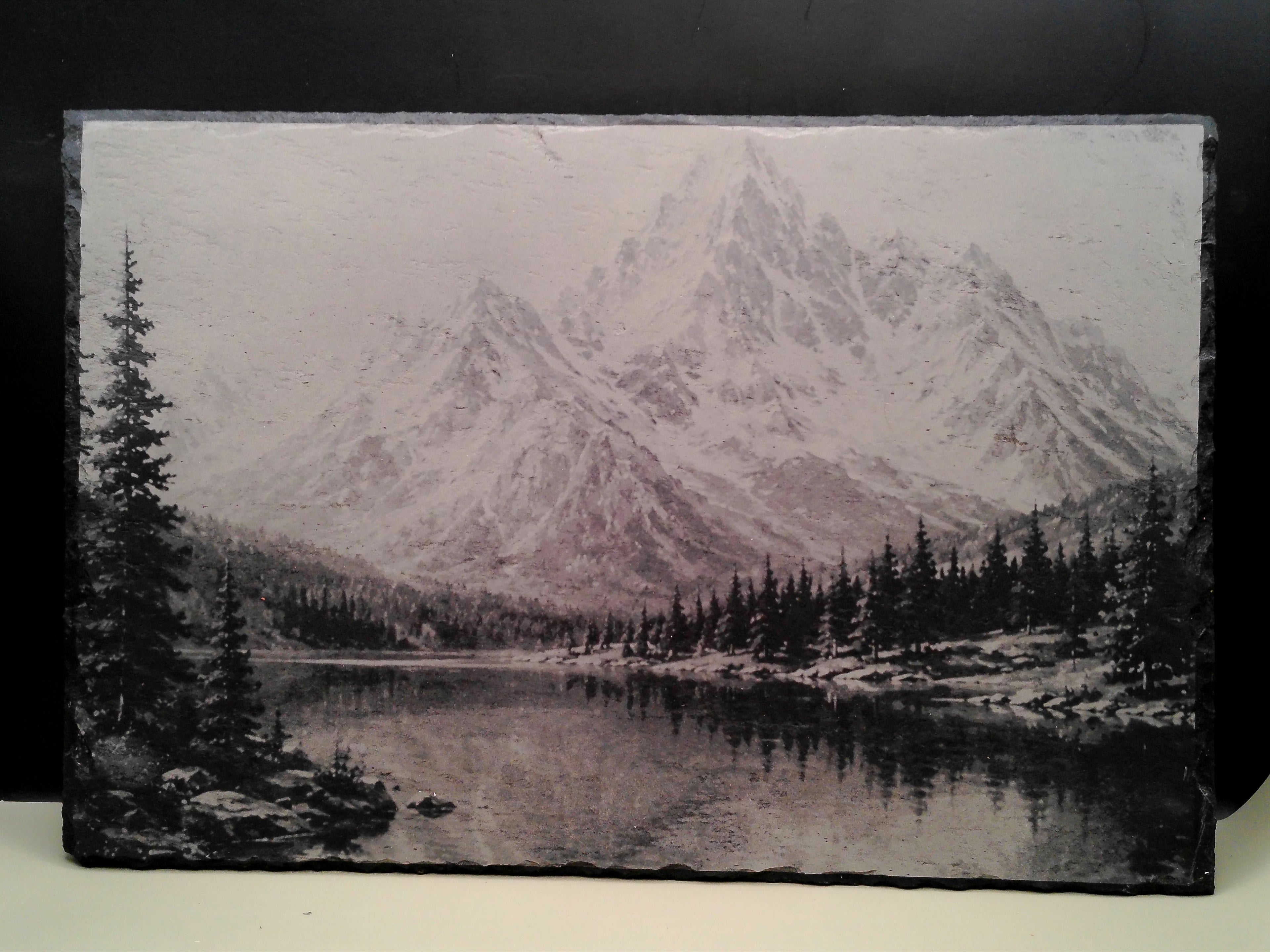 Laser Engraved Slate - Mountain Lake Scene (8 x 12)