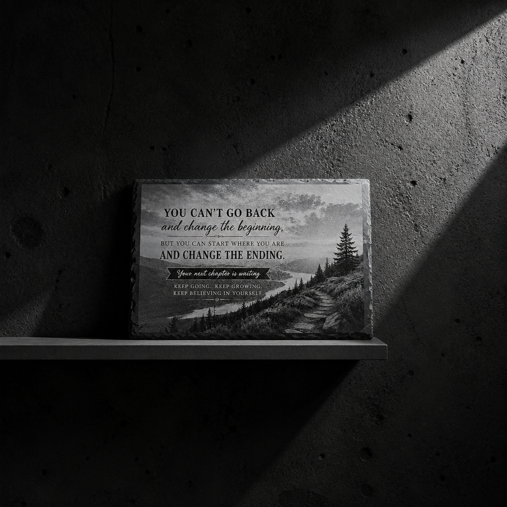 Laser Engraved Slate - Inspirational "You can't go back" (8 x 12)