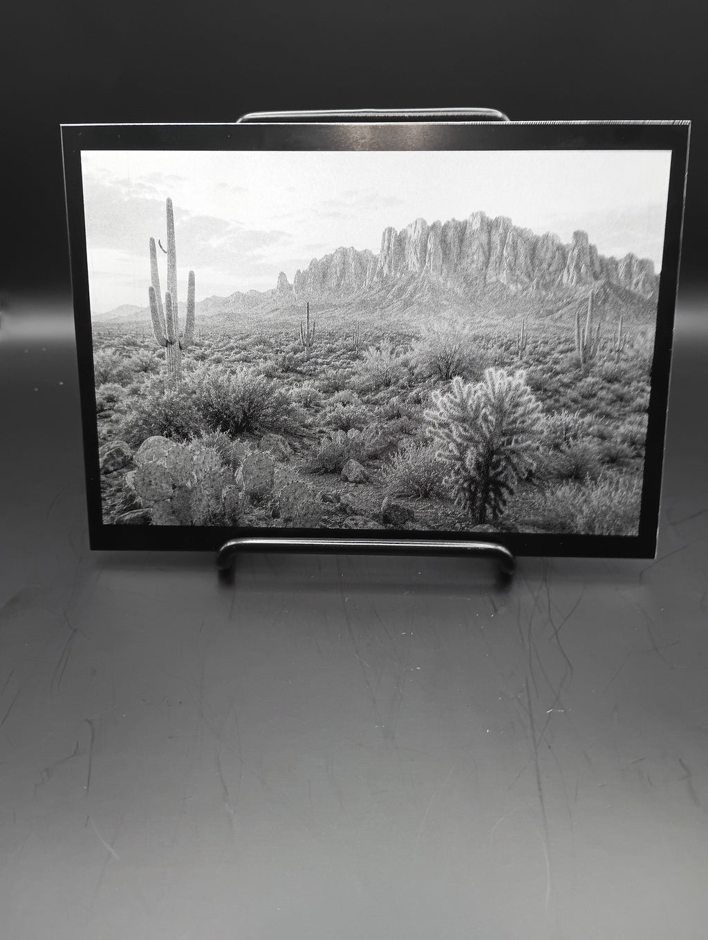 5 x 7 Framed Laser Engraved Aluminum Picture- Desert Landscape