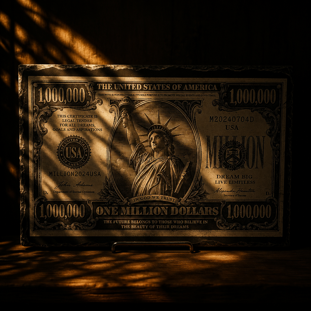 Laser Engraved Slate - Million Dollar Bill