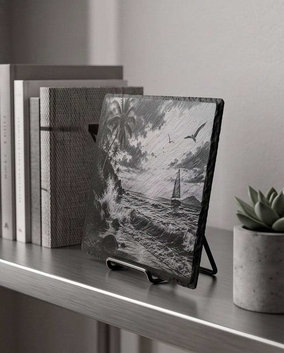 Laser Engraved Slate - Ocean Scene (8 x 12)