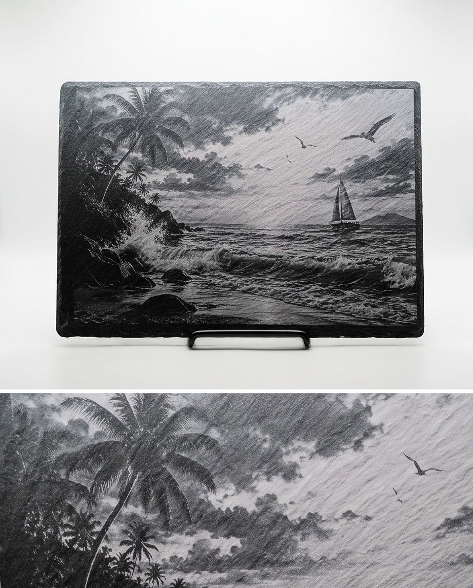 Laser Engraved Slate - Ocean Scene (8 x 12)