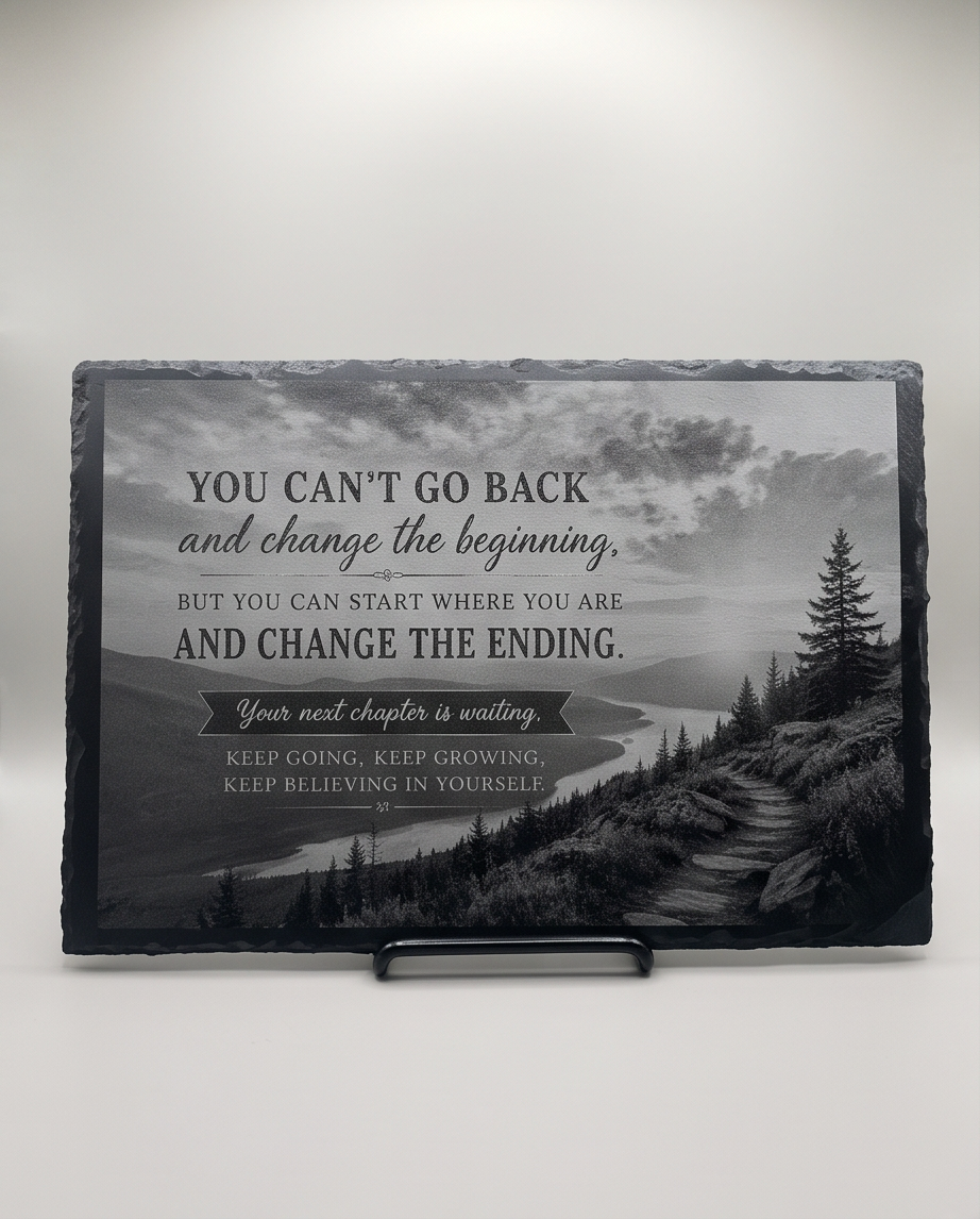 Laser Engraved Slate - Inspirational "You can't go back" (8 x 12)