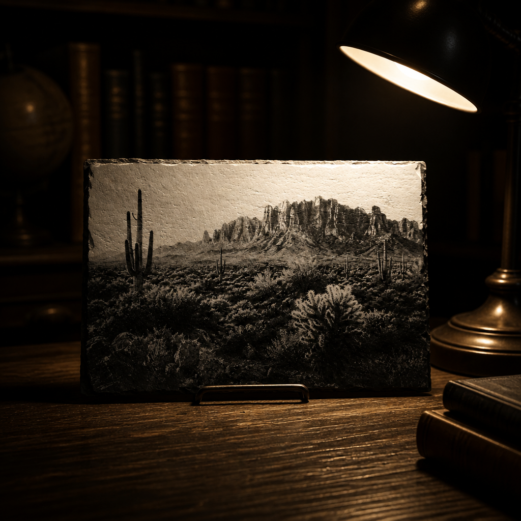 Laser Engraved Slate - Desert Landscape (8 x 12)