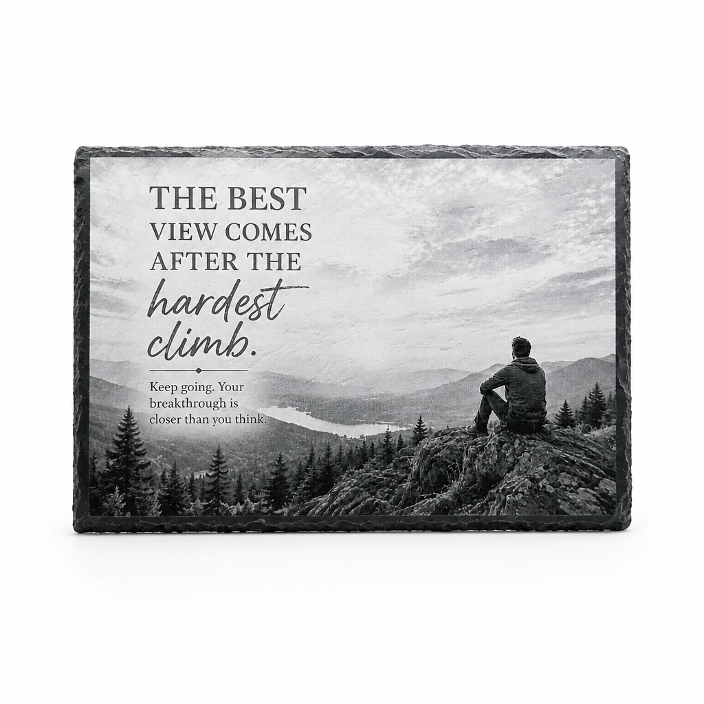 Laser Engraved Slate - Inspirational "The best view" (8 x 12)