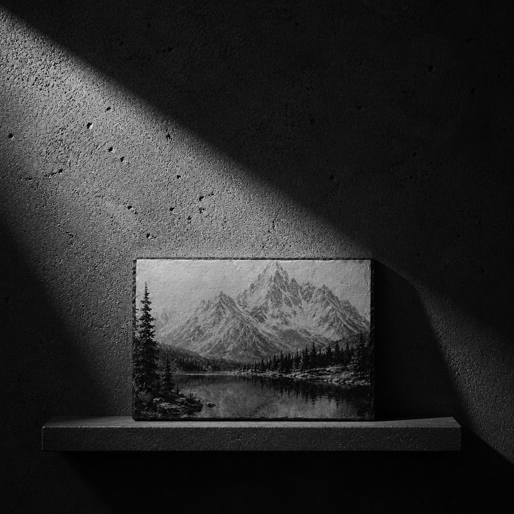 Laser Engraved Slate - Mountain Lake Scene (8 x 12)