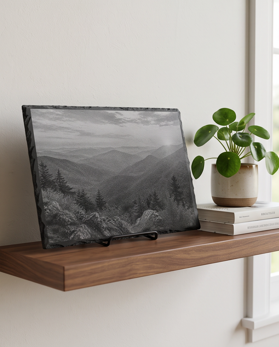 Laser Engraved Slate - Mountain Scene (8 x 12)