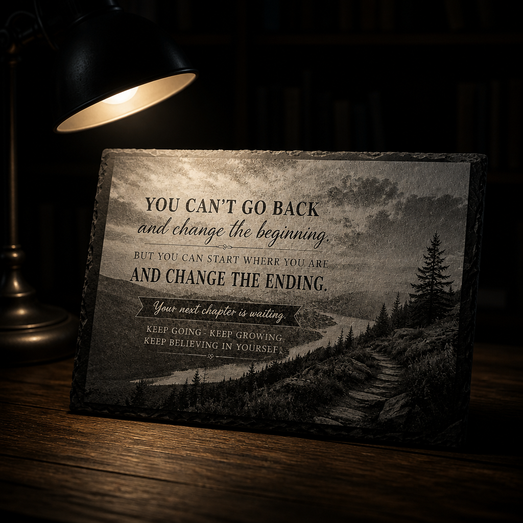 Laser Engraved Slate - Inspirational "You can't go back" (8 x 12)